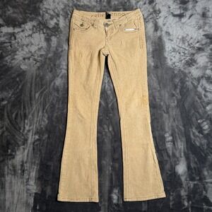 Vintage Y2K Womens Low Rise Corduroy Flare Tan Size 3 Ellemenno
